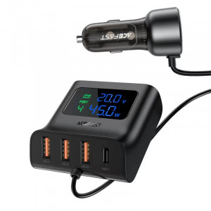 Автомобильное зарядное устройство Acefast B11 138W Car Charger Splitter with Digital Display Black