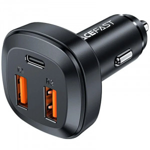 Автомобильное зарядное устройство Acefast B9 66W (2USB-A+USB-C) three port metal car charger Black