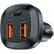 Автомобільний зарядний пристрій Acefast B9 66W (2USB-A+USB-C) three port metal car charger Black - фото