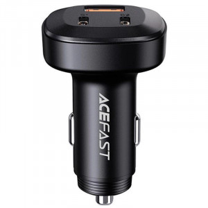 Автомобильное зарядное устройство Acefast B3 66W(USB-C+USB-C+USB-A) three-port metal car charger Black