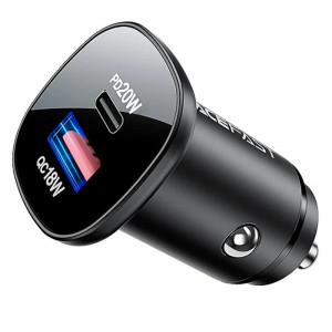 Автомобильное зарядное устройство Acefast B1 mini 38W (USB-C+USB-A) dual-port metal car charger Black