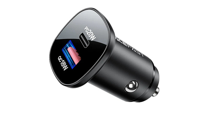 Автомобильное зарядное устройство Acefast B1 mini 38W (USB-C+USB-A) dual-port metal car charger Black - фото