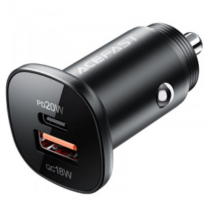 Автомобильное зарядное устройство Acefast B1 mini 38W (USB-C+USB-A) dual-port metal car charger Black