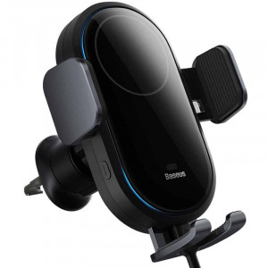 Автодержатель с Беспроводное зарядное устройство Baseus LightChaser Wireless Charging Electric Car Mount 15W (C40355900121-00) Black