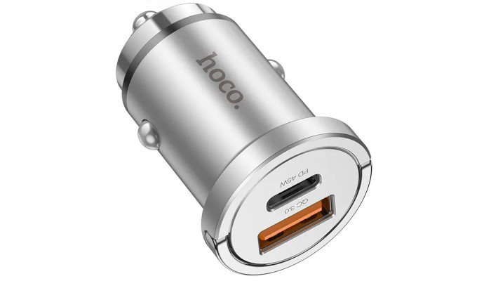 Автомобільний зарядний пристрій Hoco NZ10 Handy PD45W+QC3.0 Silver - фото