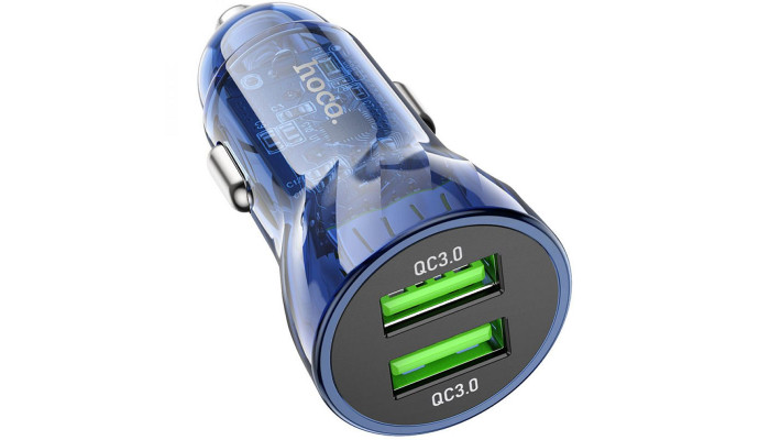 Автомобільний зарядний пристрій Hoco Z47 Transparent Discovery Edition QC3.0 Transparent blue - фото