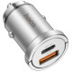 Автомобильное зарядное устройство Hoco NZ10 Handy PD45W+QC3.0 + Type-C to Lightning Silver - фото