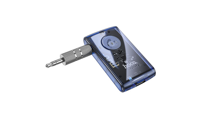 Bluetooth аудіо ресивер Hoco E66 Transparent discovery edition Dark blue - фото