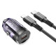 Автомобильное зарядное устройство Borofone BZ29 Ray PD30W (1C) + Type-C to Lightning Transparent purple - фото