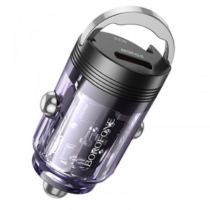 Автомобільний зарядний пристрій Borofone BZ29A Talented PD36W+QC3.0 (1C1A) Transparent purple