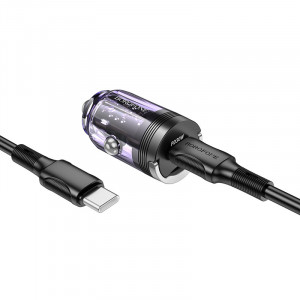 Автомобильное зарядное устройство Borofone BZ29 Ray PD30W (1C) + Type-C to Type-C Transparent purple