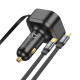 Автомобильное зарядное устройство Hoco NZ13 Clever PD30W with telescopic cable Type-C to Lightning Black - фото