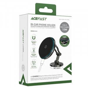 Автодержатель с Беспроводное зарядное устройство Acefast D30 Magnetic Wireless Charging Black