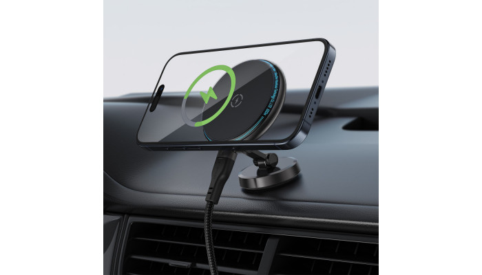 Автотримач з БЗП Acefast D30 Magnetic Wireless Charging Black - фото