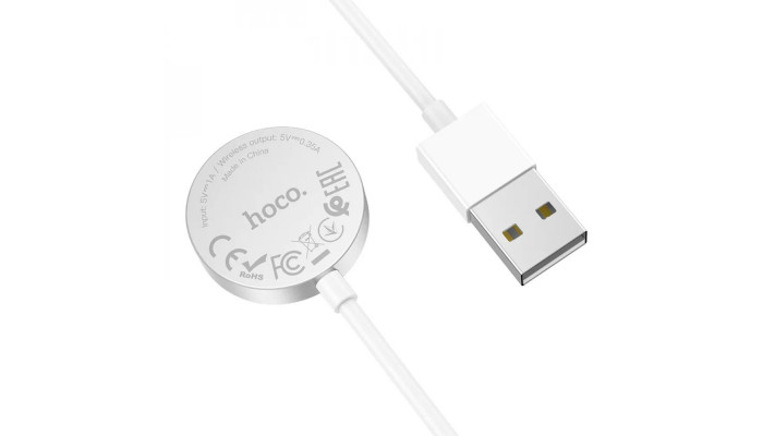Беспроводное зарядное устройство Hoco CW39 Wireless charger for iWatch (USB) White - фото