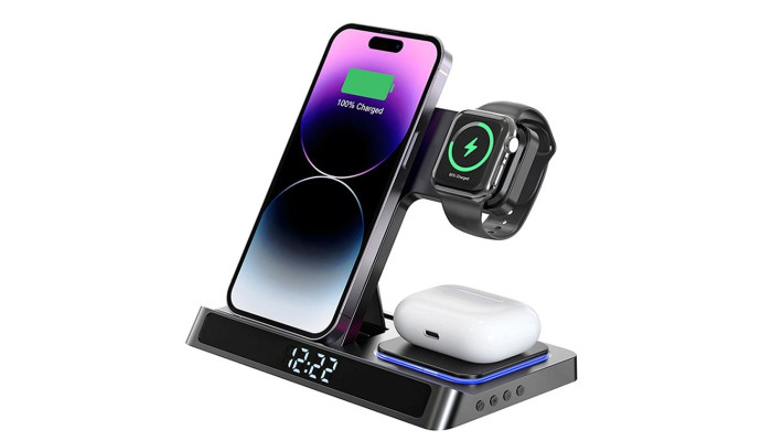 Беспроводное зарядное устройство WIWU Wi-W006 5 in 1 wireless charger Black - фото