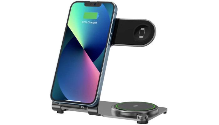 Беспроводное зарядное устройство WIWU Wi-W005 3 in 1 wireless charger Black - фото