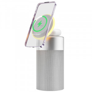 Беспроводное зарядное устройство WIWU Wi-W022 3 in 1 Wireless Charger+Bluetooth Speaker White