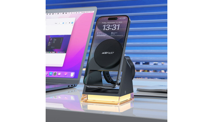 Беспроводное зарядное устройство Acefast E17 desktop 3-in-1 Black - фото