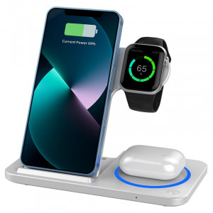 Беспроводное зарядное устройство WIWU Wi-W020 3 in 1 wireless charger White