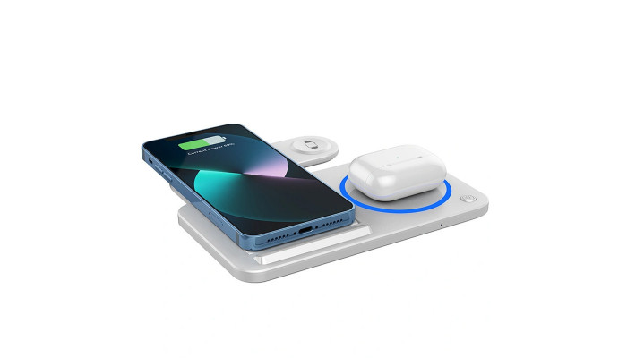 Беспроводное зарядное устройство WIWU Wi-W020 3 in 1 wireless charger White - фото