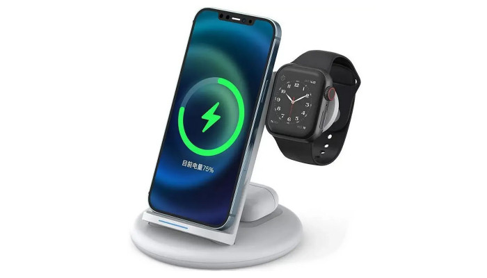 Беспроводное зарядное устройство WIWU Power Air 3 in 1 wireless charger White - фото