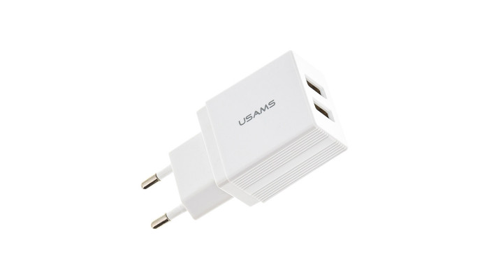 Сетевое зарядное устройство (зарядка) USAMS US-CC090 T24 2.1A Dual USB Travel Charger （EU） Белый - фото