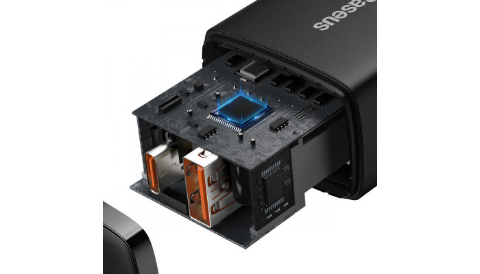 Сетевое зарядное устройство (зарядка) Baseus Compact Quick Charger 20W QC+ PD (Type-C + 1USB) (CCXJ-B) Black - фото
