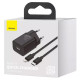 Сетевое зарядное устройство (зарядка) Baseus Super Si Quick Charger 1C 20W + кабель Type-C to Lightning (TZCCSUP-B) Черный - фото
