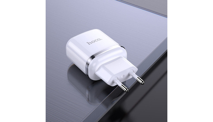Мережевий зарядний пристрій (зарядка) Hoco N4 (2USB/2.4A) Білий - фото