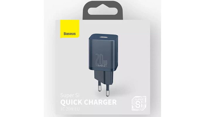 Мережевий зарядний пристрій (зарядка) Baseus Super Si Quick Charger 1C 20W (CCSUP-B) Синій - фото