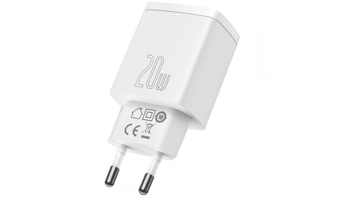 Сетевое зарядное устройство (зарядка) Baseus Compact Quick Charger 20W QC+ PD (Type-C + 1USB) (CCXJ-B) White - фото