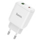 Мережевий зарядний пристрій (зарядка) Hoco N5 Favor 20W PD+QC3.0 (1USB/1Type-C/3A) Білий - фото