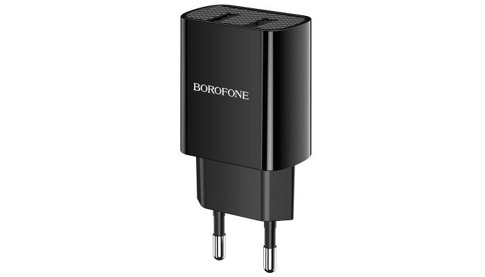 Сетевое зарядное устройство (зарядка) Borofone BA53A Powerway (2USB/2.1A) + Lightning Черный - фото