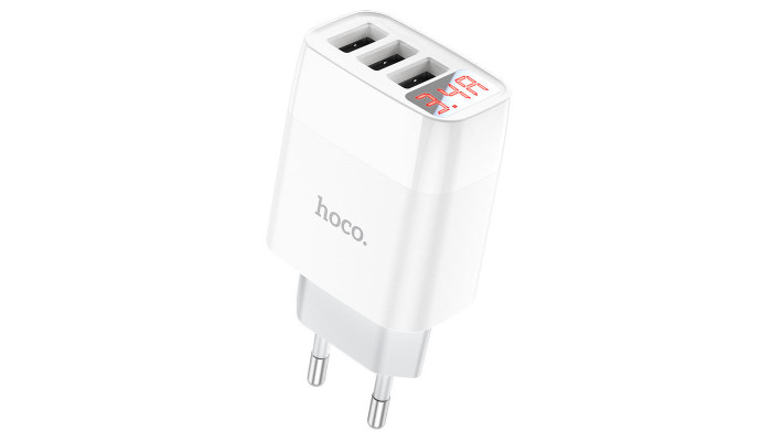 Сетевое зарядное устройство (зарядка) Hoco C93A Easy charge 3-port digital display charger Белый - фото