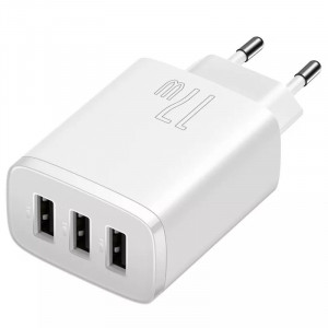 Сетевое зарядное устройство (зарядка) Baseus Compact 17W (3USB) (CCXJ02) Белый