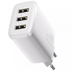 Сетевое зарядное устройство (зарядка) Baseus Compact 17W (3USB) (CCXJ02) Белый