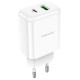 Мережевий зарядний пристрій (зарядка) Borofone BN4 PD20W+QC3.0 (1USB/1Type-C/3A) Білий - фото