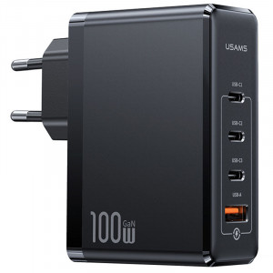 Сетевое зарядное устройство (зарядка) Usams US-CC163 T50 100W 4 Ports ACCC GaN Fast Charger Black