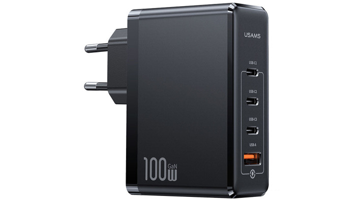 Сетевое зарядное устройство (зарядка) Usams US-CC163 T50 100W 4 Ports ACCC GaN Fast Charger Black - фото