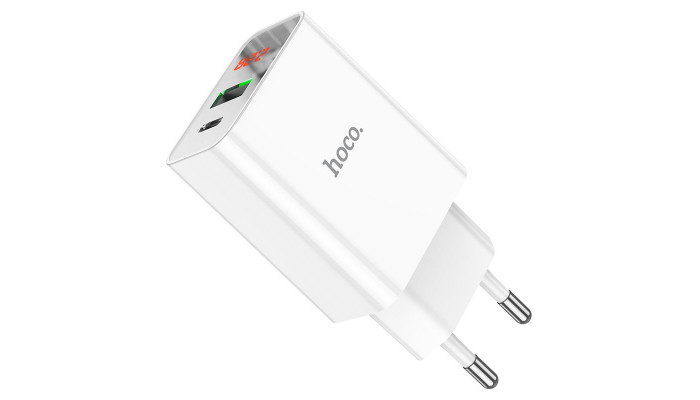 Мережевий зарядний пристрій (зарядка) HOCO C100A PD20W+QC3.0 White - фото