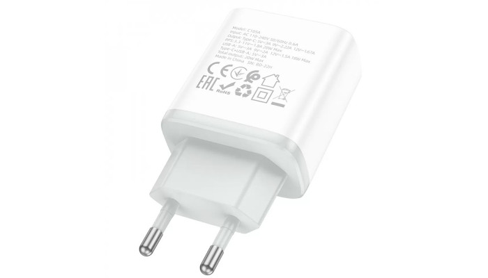 Сетевое зарядное устройство (зарядка) HOCO C105A Stage PD20W+QC3.0 White - фото