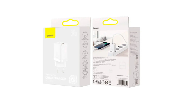 Сетевое зарядное устройство (зарядка) Baseus Super Si Pro Quick Charger 30W (CCSUPP-E) White - фото