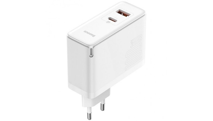 Сетевое зарядное устройство (зарядка) Baseus GaN5 Pro Type-C+USB 100W EU (CCGP09020) Белый - фото