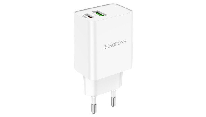 Мережевий зарядний пристрій (зарядка) Borofone BA69A PD20W+QC3.0 White - фото