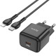 Мережевий зарядний пристрій (зарядка) Hoco N32 Glory PD30W Type-C to Lightning Black - фото