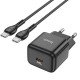 Сетевое зарядное устройство (зарядка) Hoco N32 Glory PD30W Type-C to Type-C Black - фото