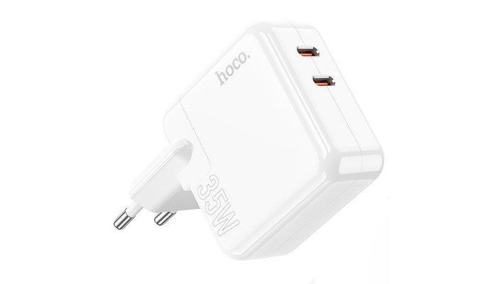 Сетевое зарядное устройство (зарядка) Hoco C110A Lucky PD35W (2 Type-C) White - фото