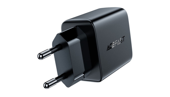 Мережевий зарядний пристрій (зарядка) Acefast A33 QC18W (USB-A+USB-A) dual port Black - фото