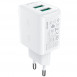 Мережевий зарядний пристрій (зарядка) Acefast A33 QC18W (USB-A+USB-A) dual port White